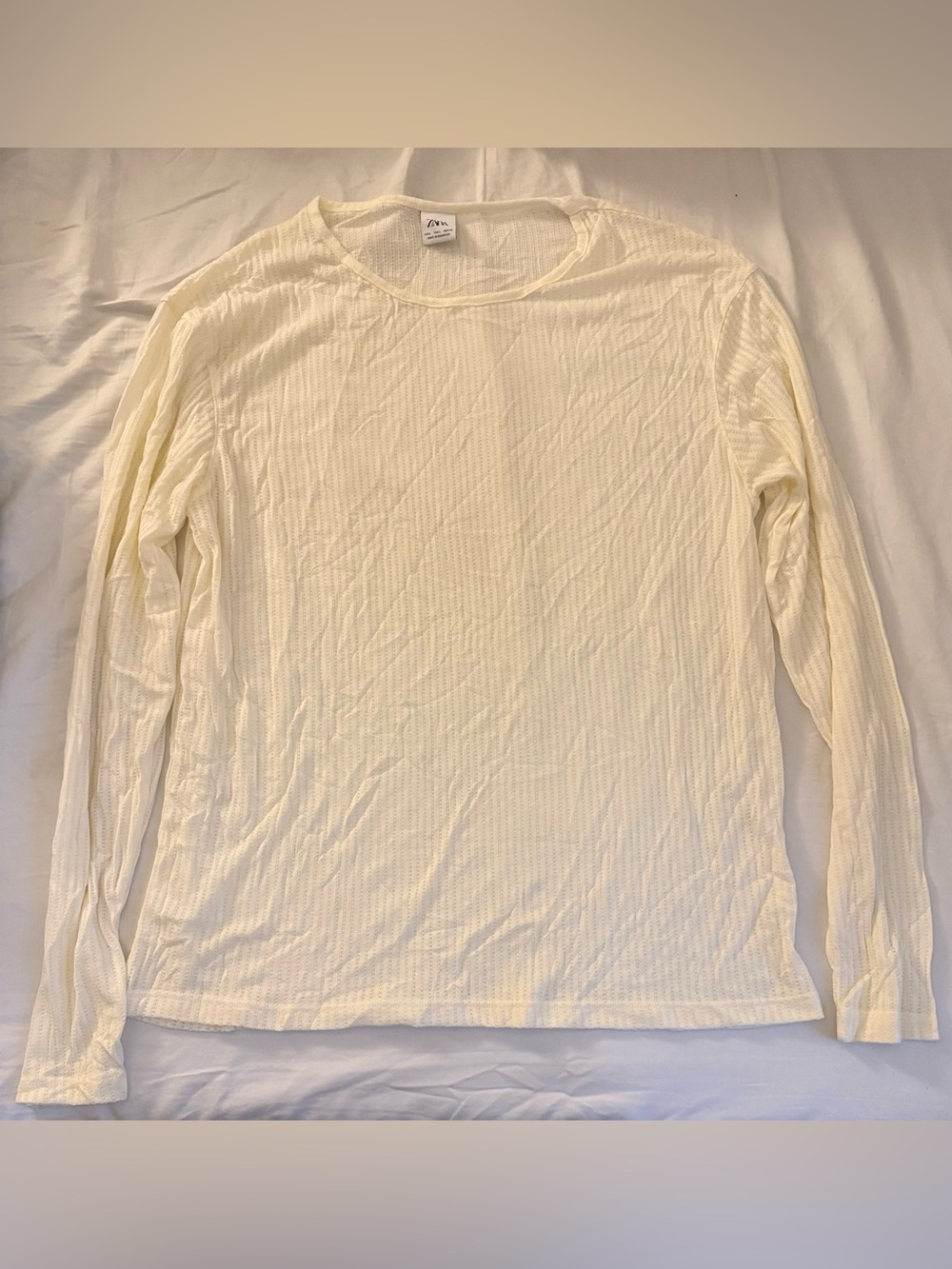 Zara White Mens Long Sleeve Shirt - Size L